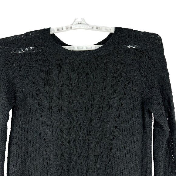 So Womens Black Knit Long Sleeve Cable Sweater Size XL Cotton Blend Casual - Picture 3 of 7